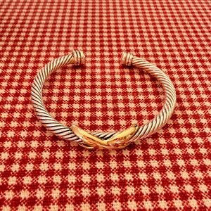 Elegant Twisted Silver and Gold Bracelet